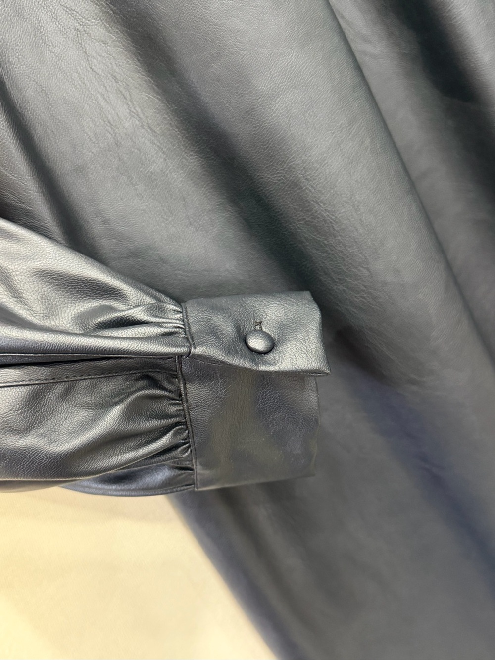 Who What Wear Black Faux Leather Mock-Neck Long-Sleeve Dress - Picture 4 of 16